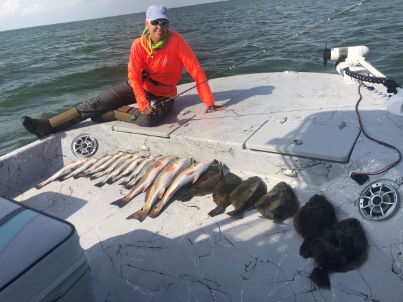 Photo of Flounder,Redfish, and Trout Caught by Jacqueline with Mister Twister 4